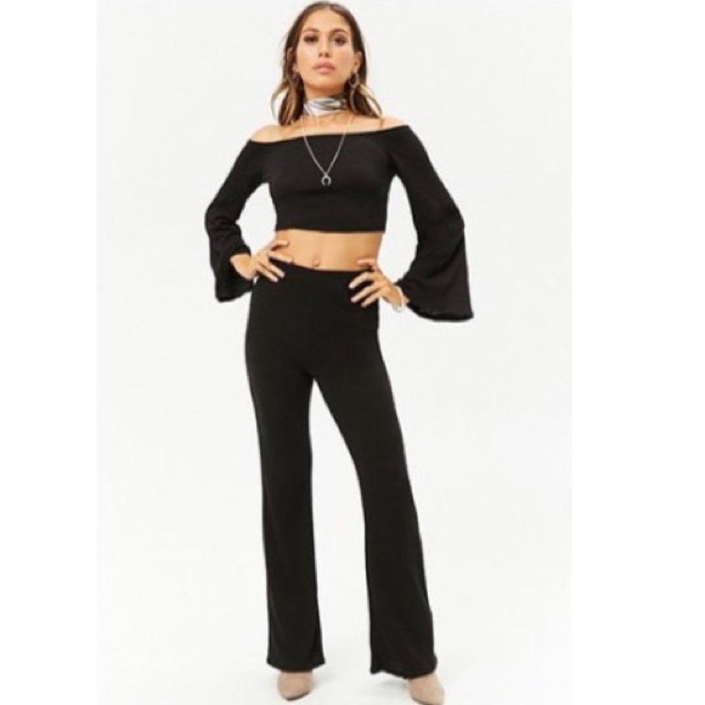 Crop top flare pant set
